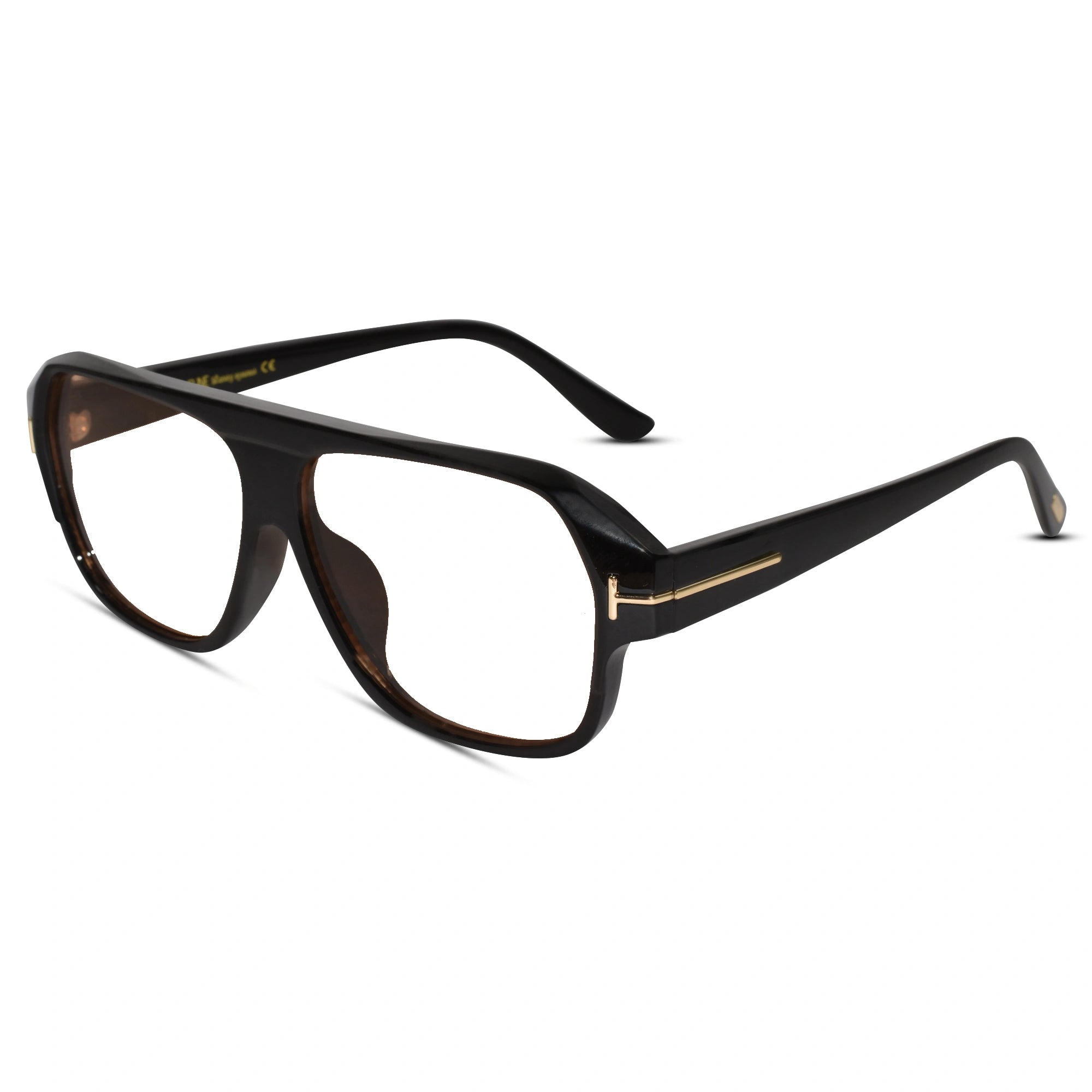 Designer Black Retro Rectangular Eyeglasses For Men ELE100-BRN