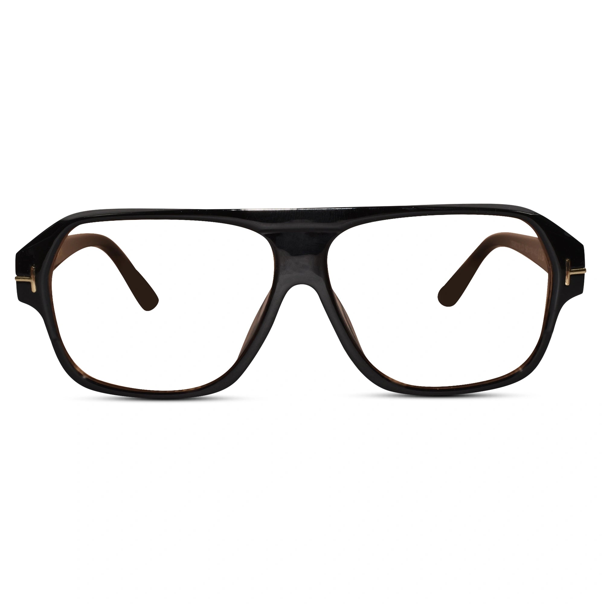 Designer Black Retro Rectangular Eyeglasses For Men ELE100-BRN