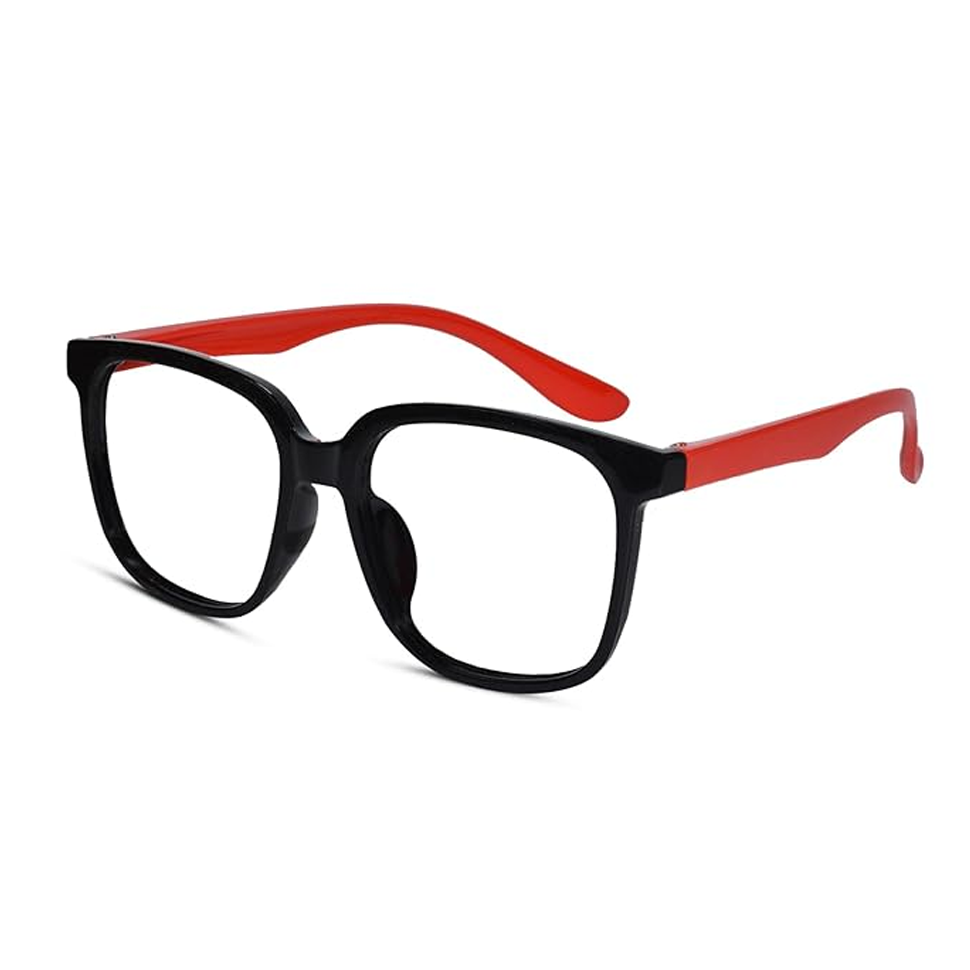 Silicon Red-Black Square Oversize Eyeglasses For 6-10 Yrs LKEK1034-BLK-RED