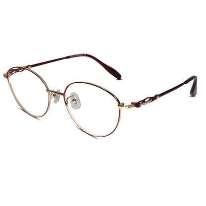 Brown Gold Designer Rimless Cat eye Eyeglasses For Women