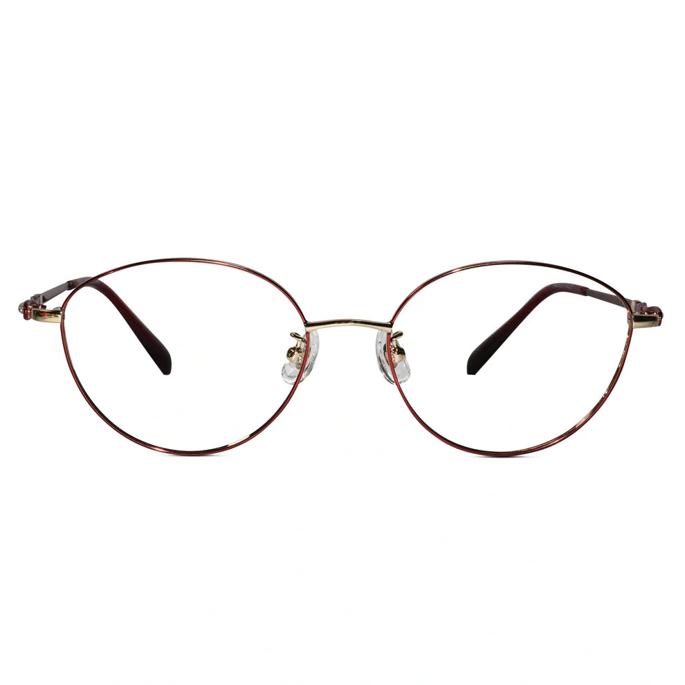 Brown Gold Designer Rimless Cat eye Eyeglasses For Women