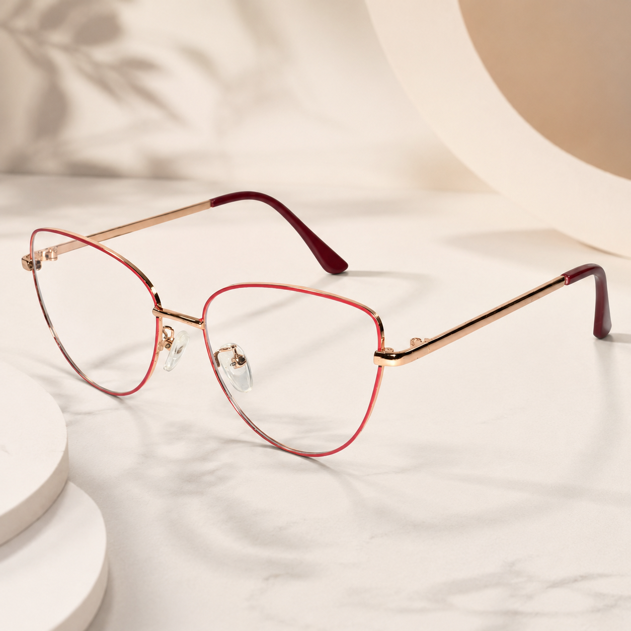 Red Golden Cateye Eyeglasses For Women LKE0001-RED