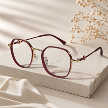 Red Hexagonal Eyeglasses For Women
