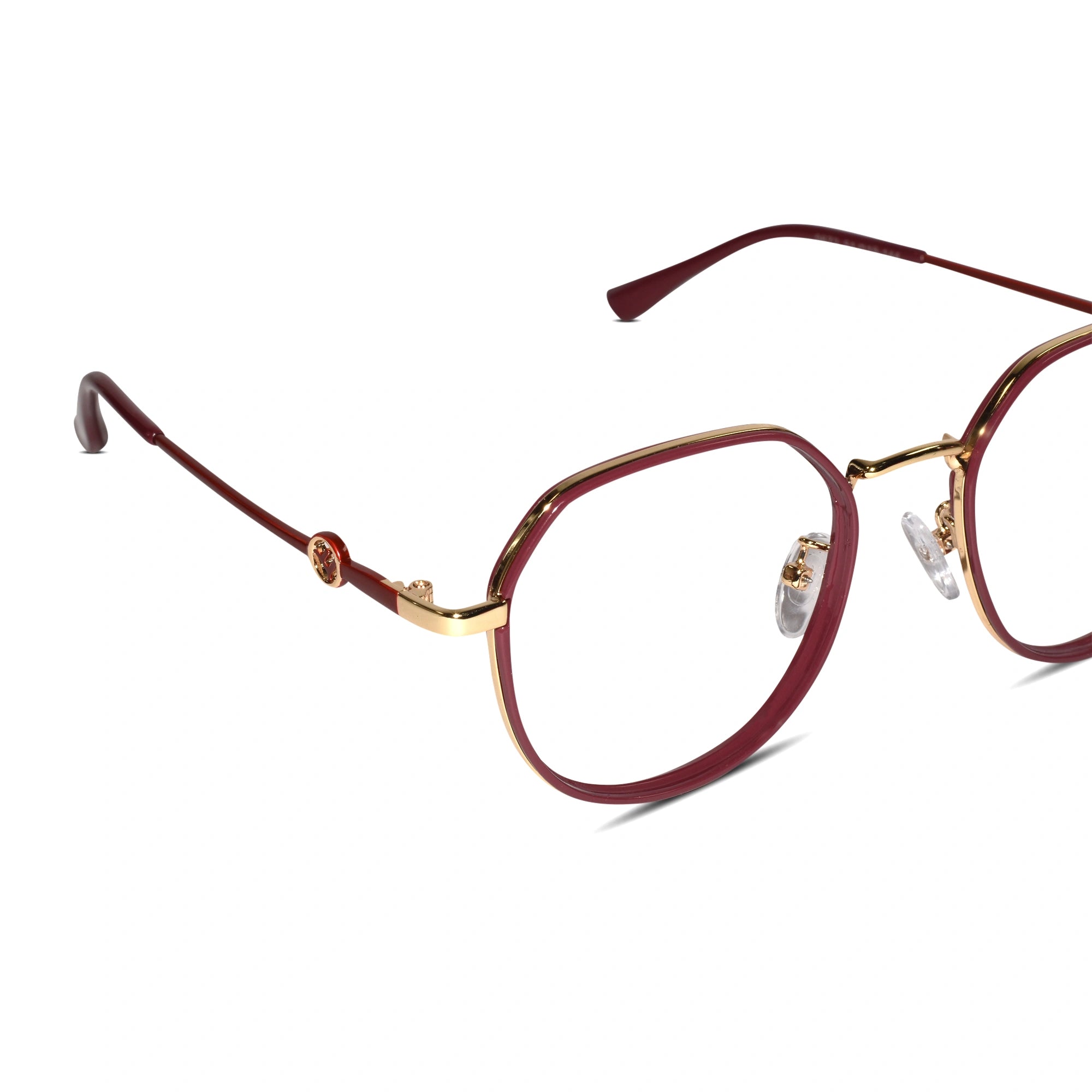 Red Hexagonal Eyeglasses For Women LKE0672-RED