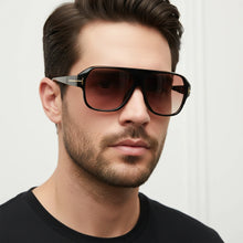 Retro Brown Tint Rectangular Sunglasses For Men