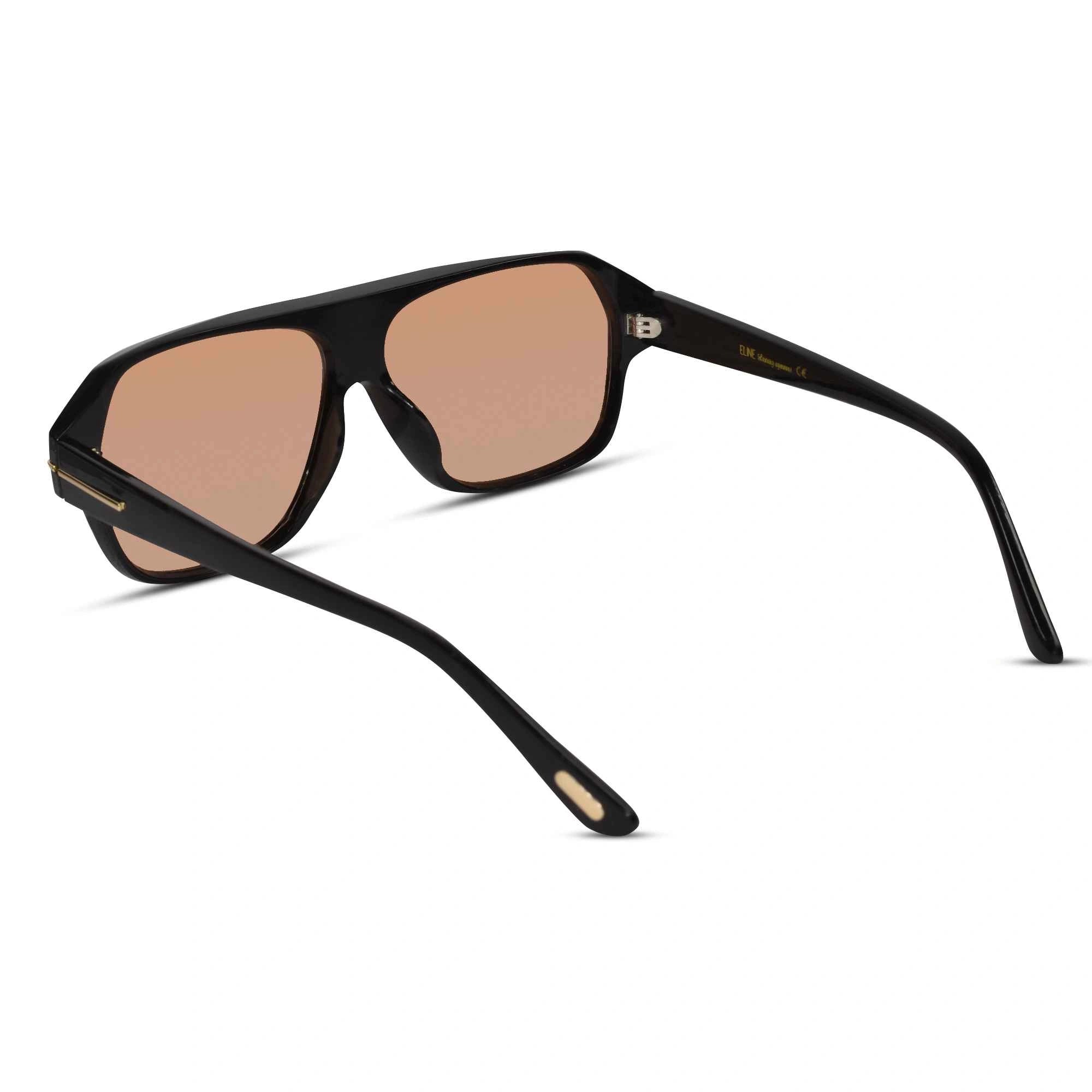 Retro Brown Tint Rectangular Sunglasses For Men ELSG100-BRN