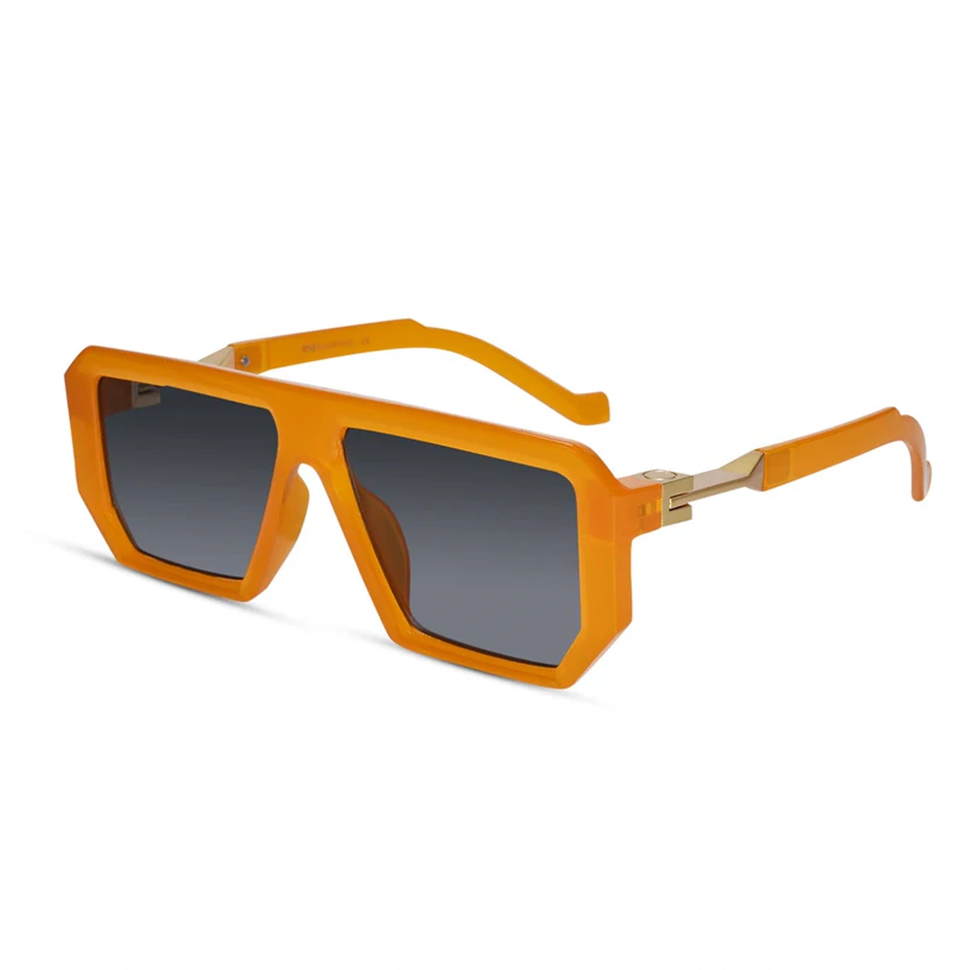 Vibrant designer retro orange sunglasses with a classic vintage frame.