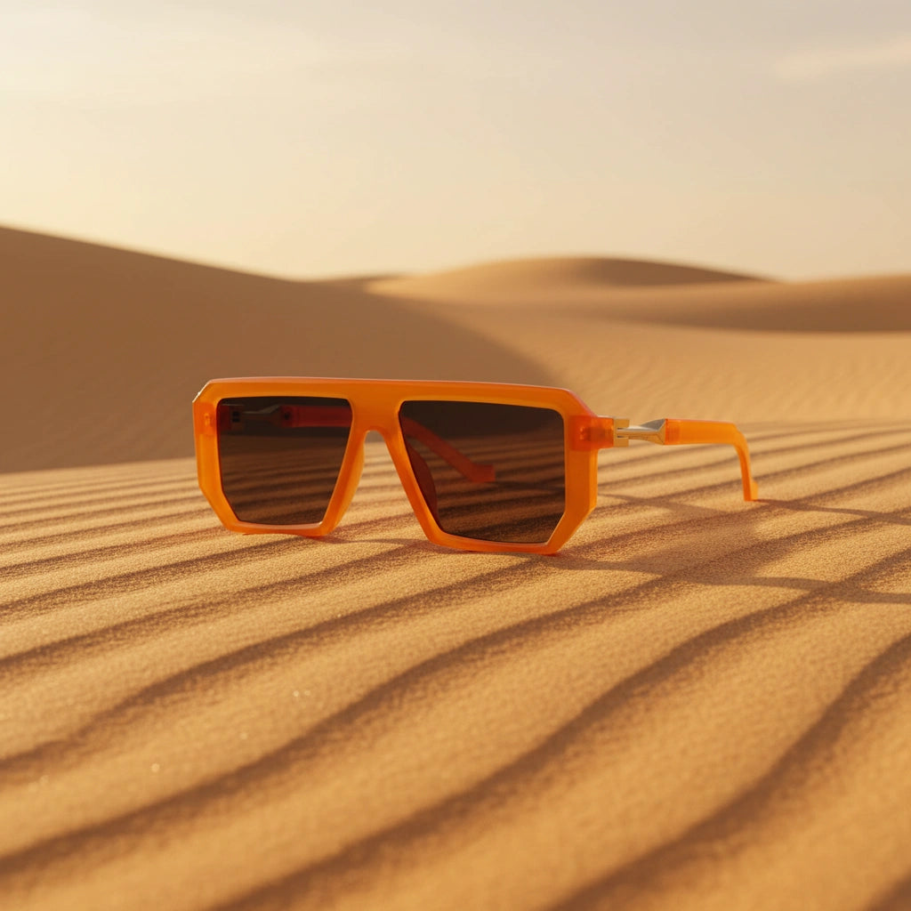 Retro Designer Orange Sunglasses For Men LKS8725-ORNG