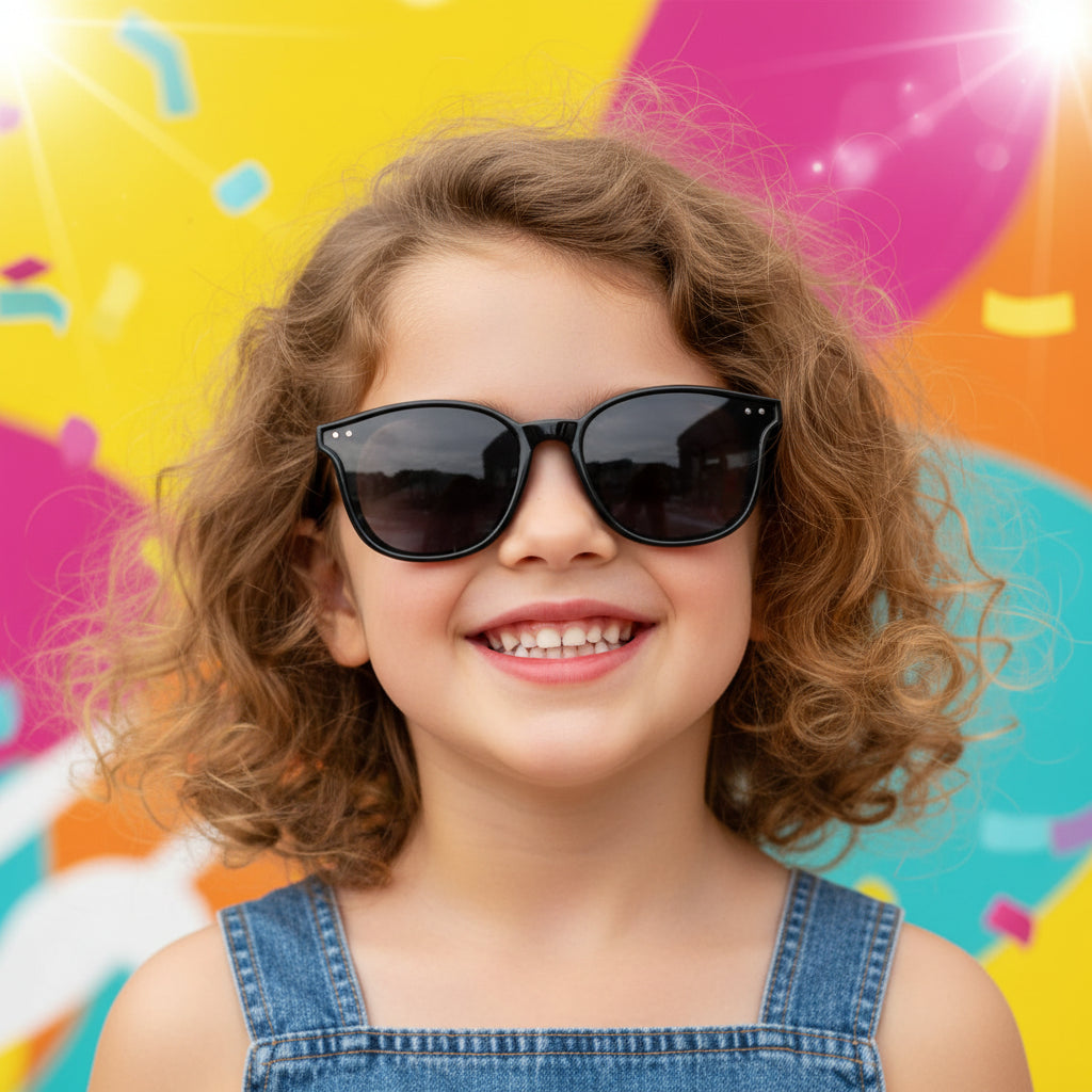 Retro Wayfarer Black Kids Sunglasses LKSK1632-BLK