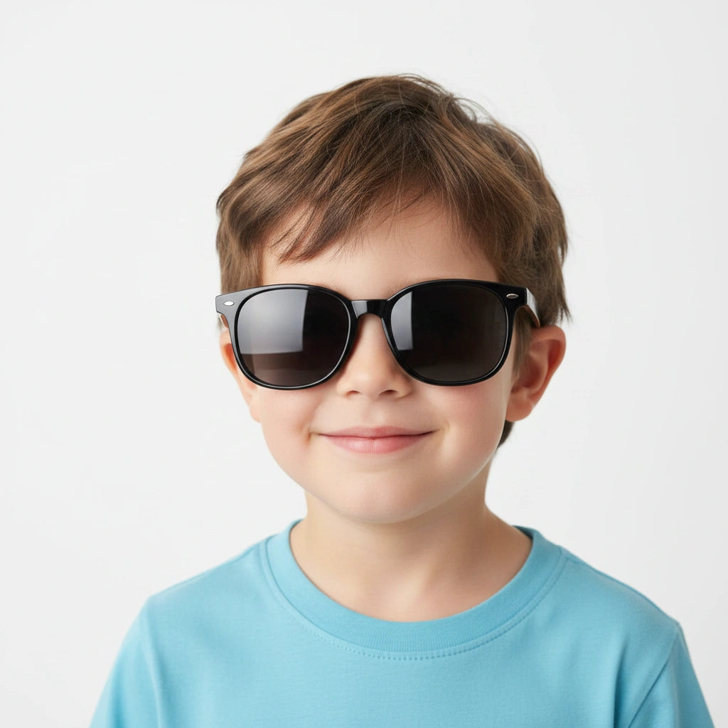 Retro Wayfarer Black Kids Sunglasses LKSK1632-BLK