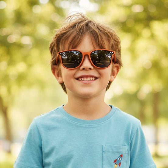 Retro Wayfarer Orange kids Sunglasses LKSK1632-ORN