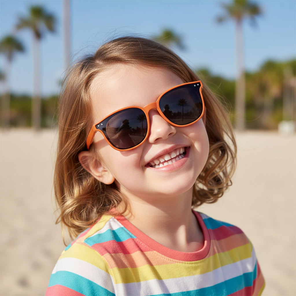 Retro Wayfarer Orange kids Sunglasses LKSK1632-ORN