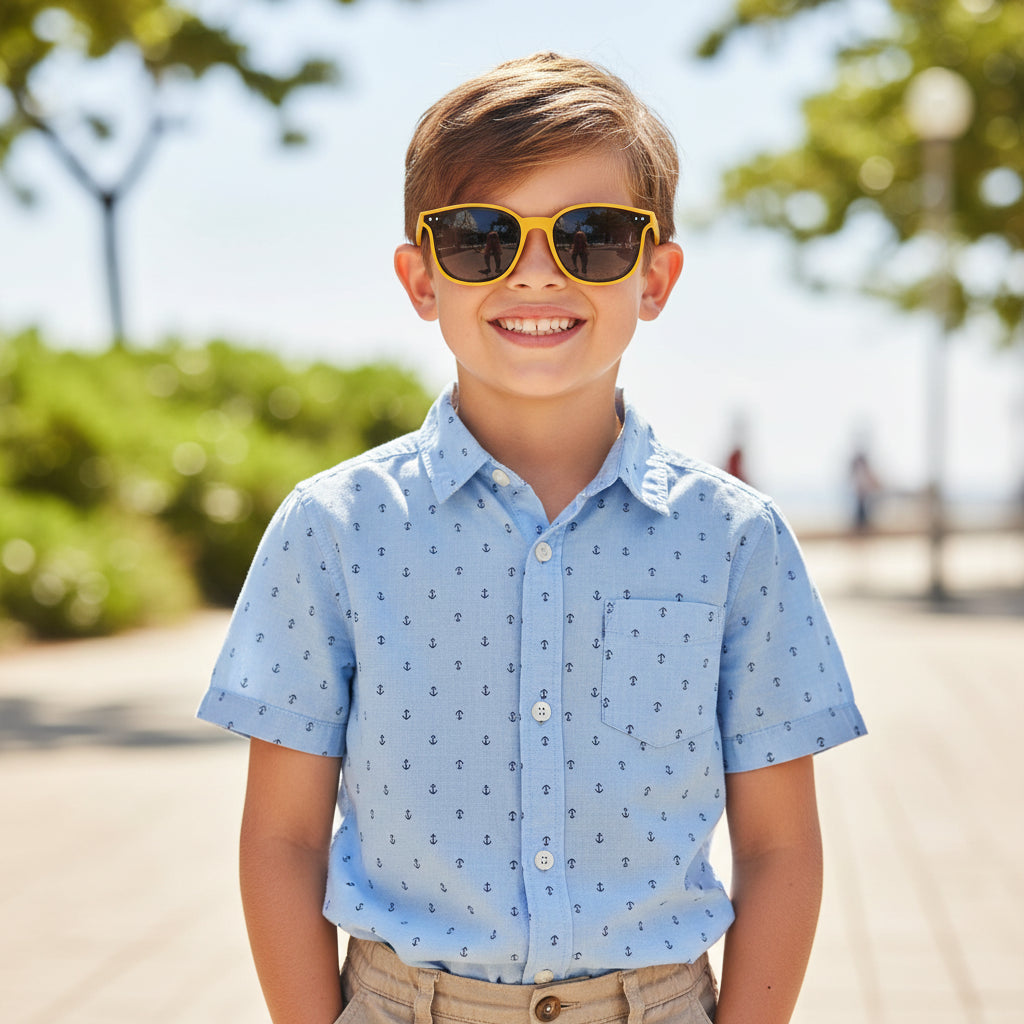 Retro Wayfarer Yellow kids Sunglasses LKSK1632-YLW