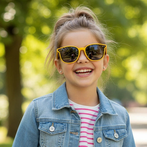 Retro Wayfarer Yellow kids Sunglasses LKSK1632-YLW