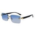 Rimless Blue Rectangle Sunglasses for Men ELS2026S029-BLU