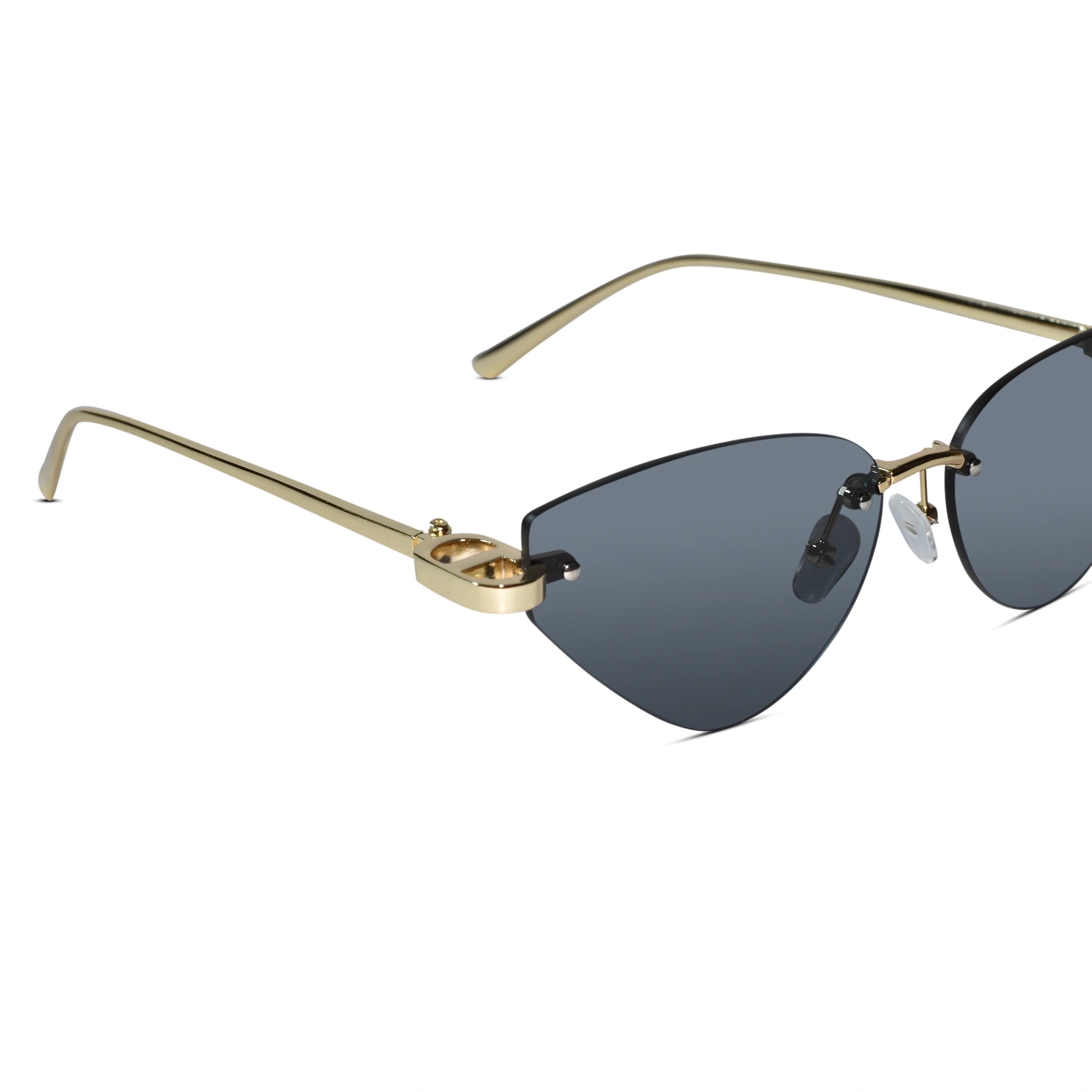 Rimless Cat Eye Sunglasses for Women ELS2026S010-BLK GLD