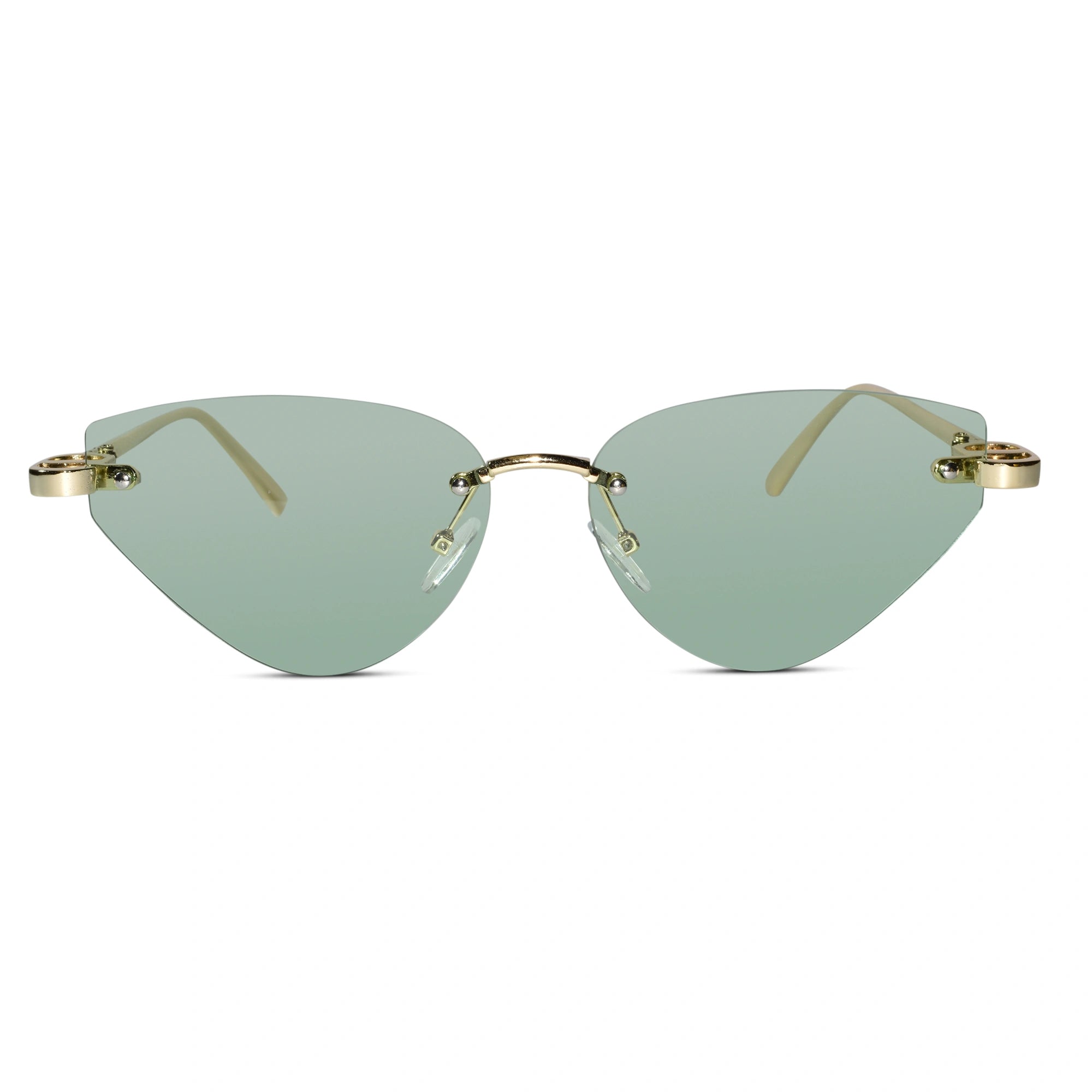 Rimless Cat Eye Sunglasses for Women ELS2026S010-GRN GLD