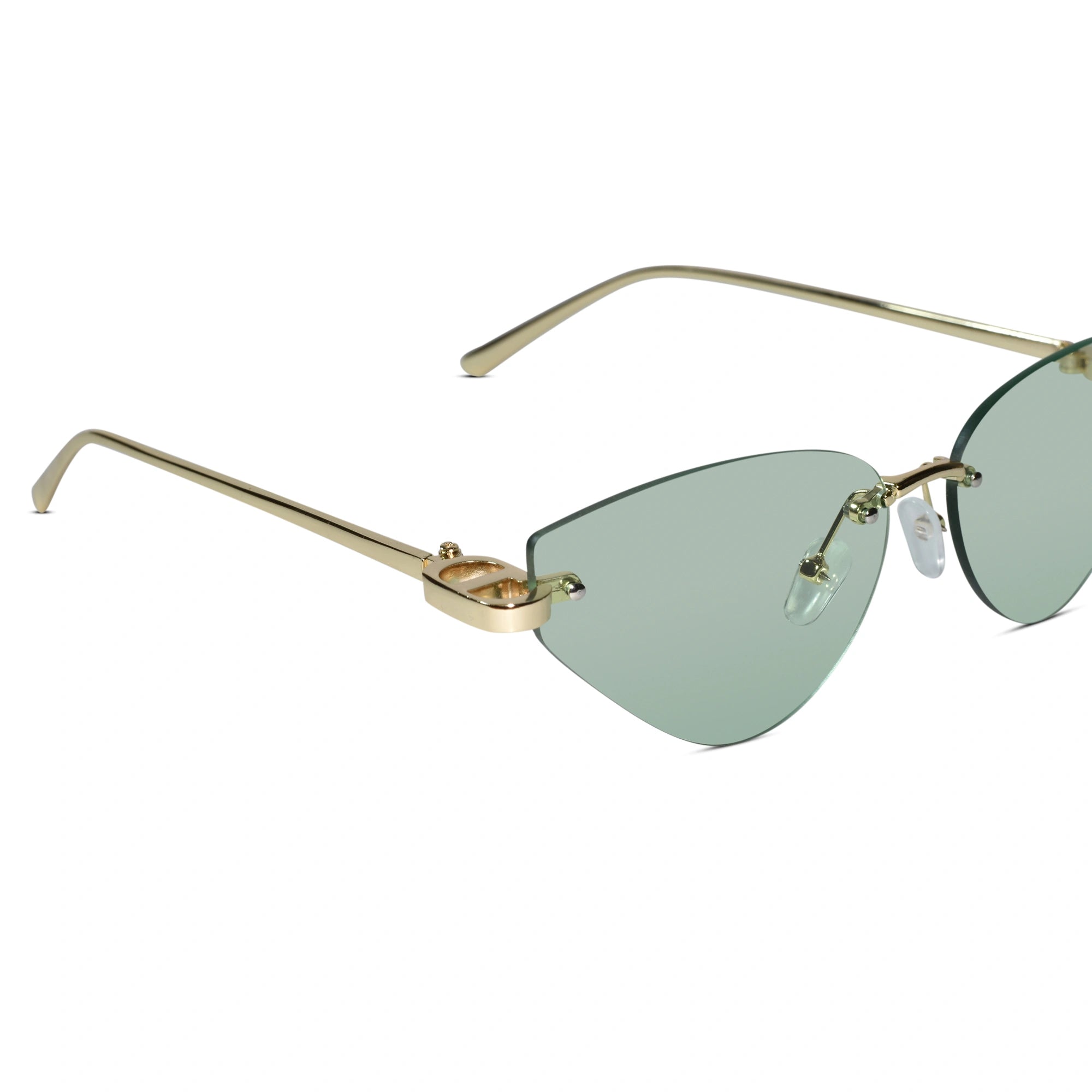 Rimless Cat Eye Sunglasses for Women ELS2026S010-GRN GLD