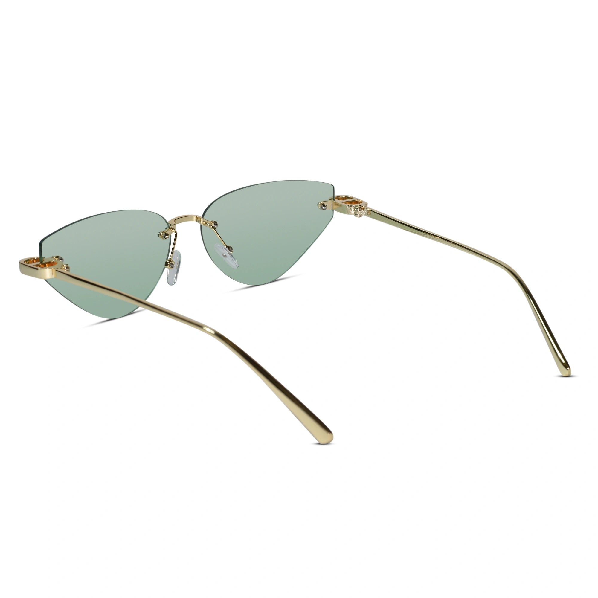 Rimless Cat Eye Sunglasses for Women ELS2026S010-GRN GLD