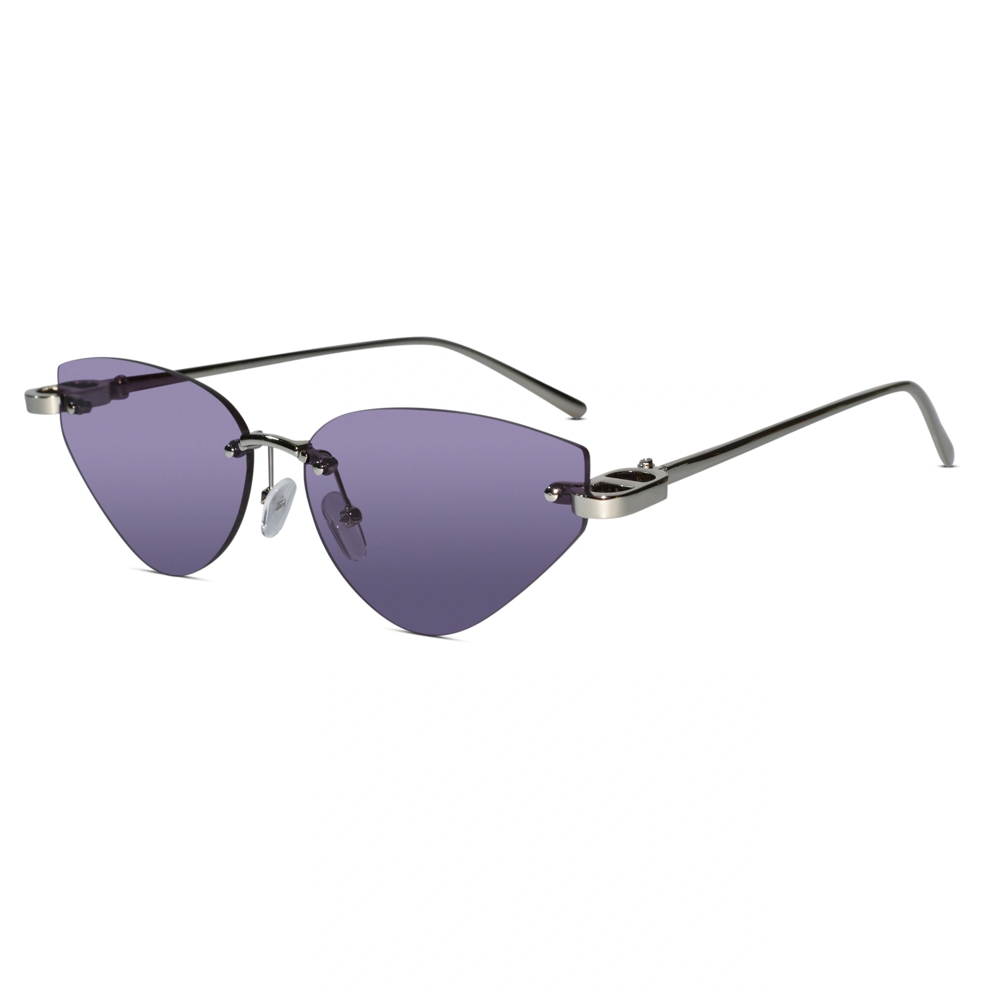 Rimless Cat Eye Sunglasses for Women ELS2026S010-PEPL-Silver