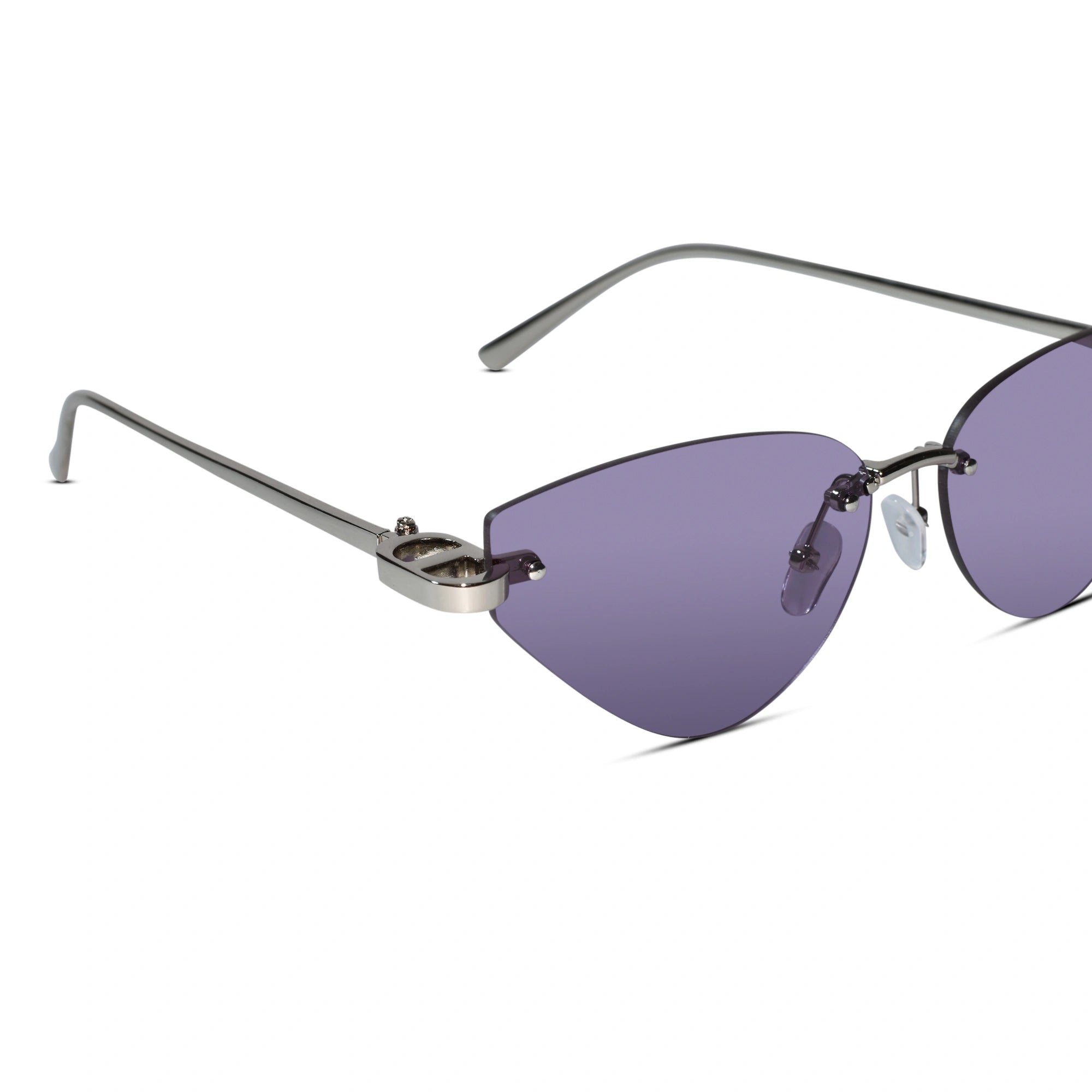 Rimless Cat Eye Sunglasses for Women ELS2026S010-PEPL-Silver