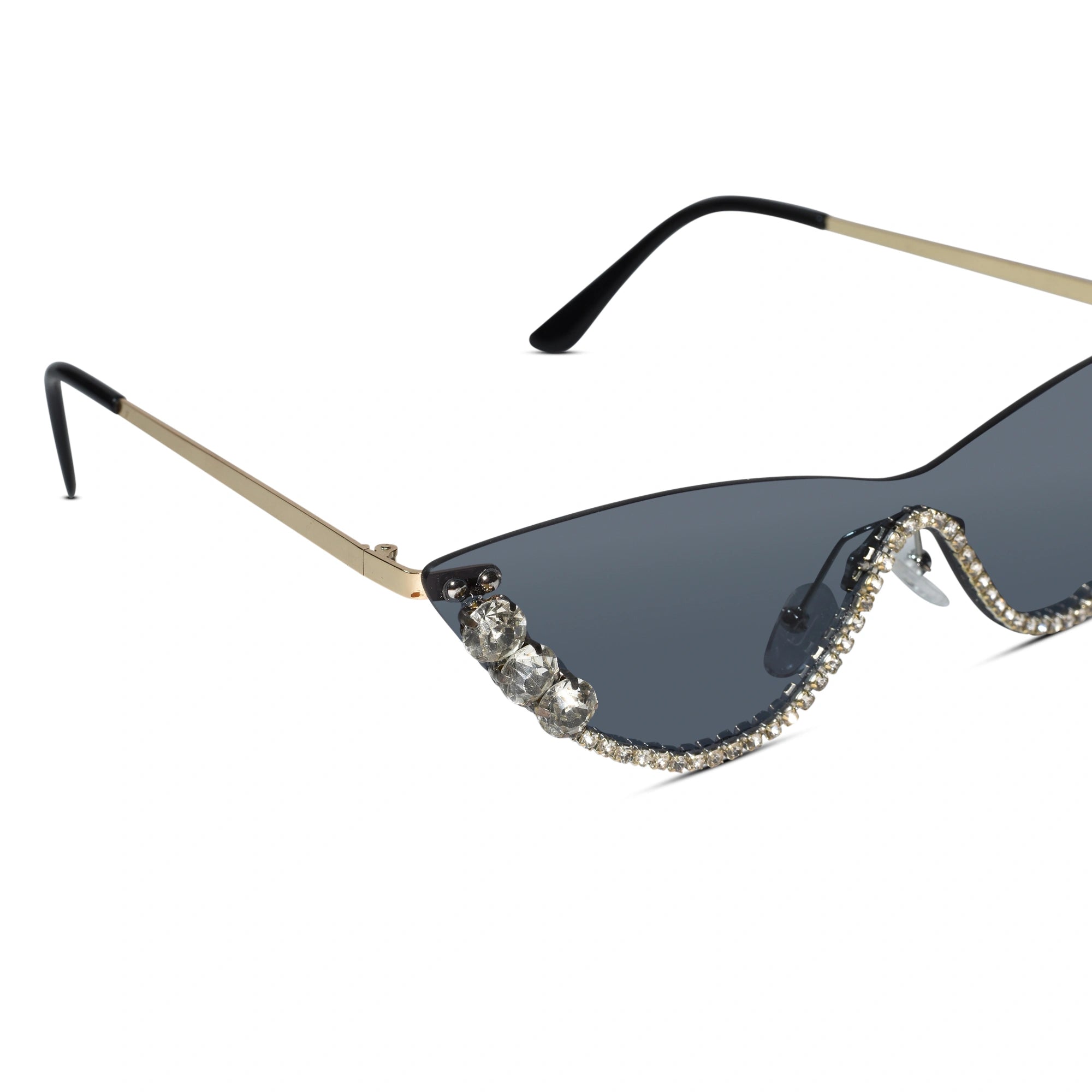 Rimless Cat Eye Sunglasses for Women ELS2026S011-BLK