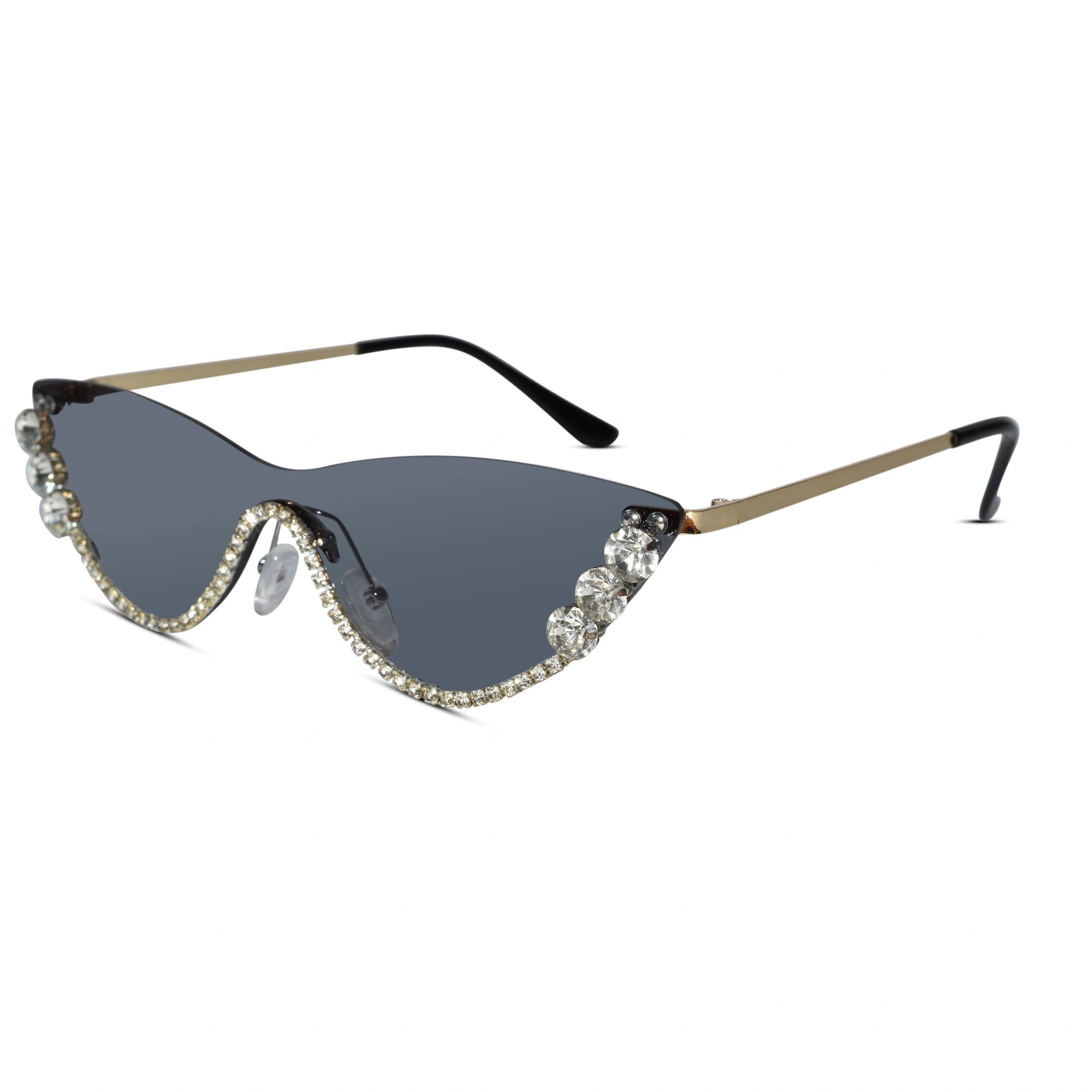 Rimless Cat Eye Sunglasses for Women ELS2026S011-GRN