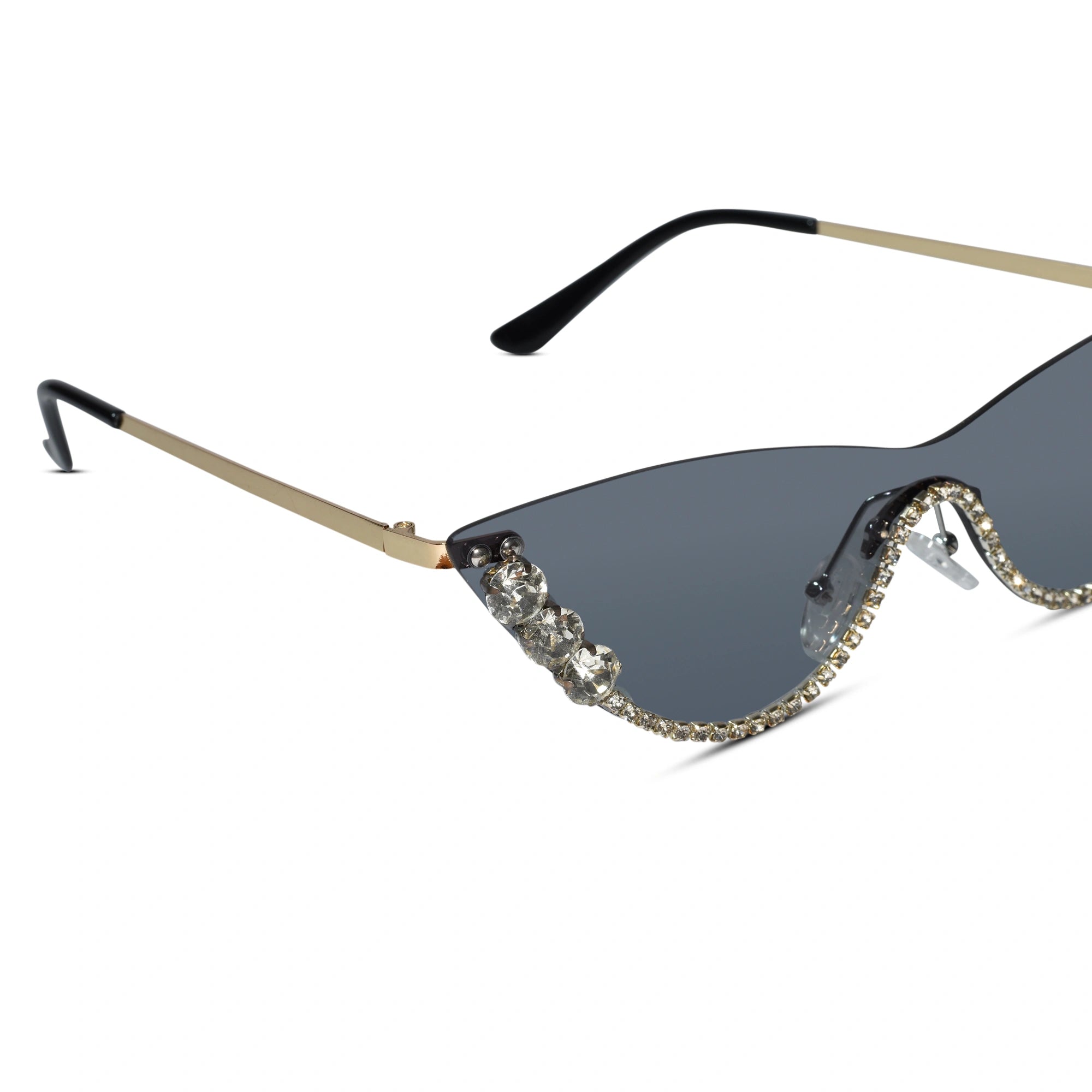 Rimless Cat Eye Sunglasses for Women ELS2026S011-GRN