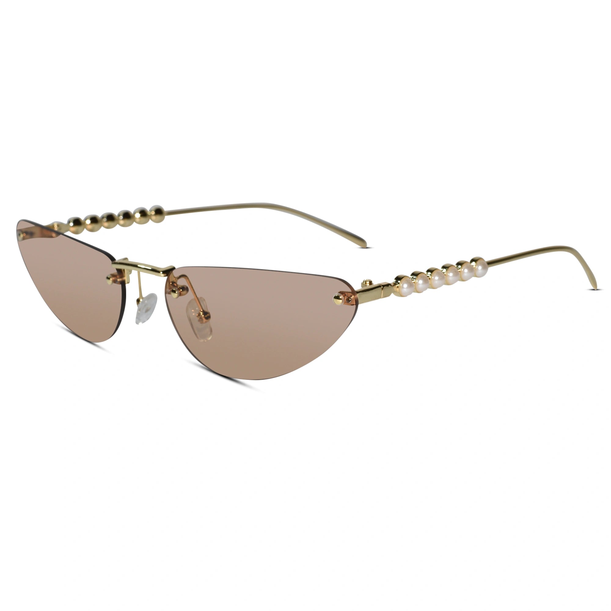 Rimless Cat Eye Sunglasses for Women ELS2026S12-BRN-Gold
