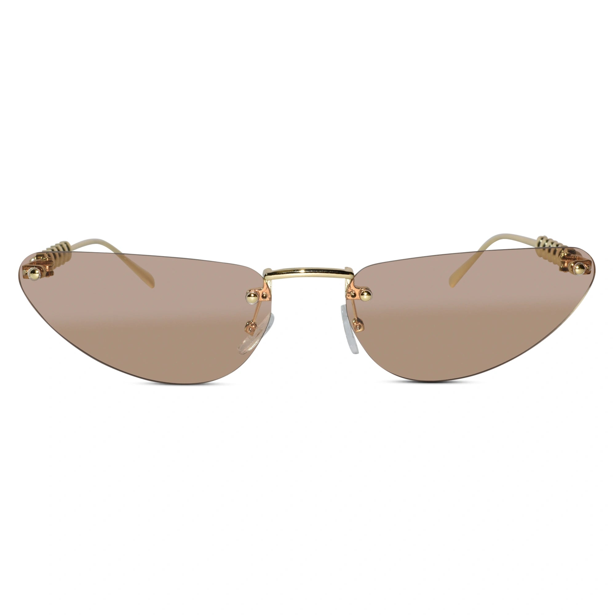 Rimless Cat Eye Sunglasses for Women ELS2026S12-BRN-Gold