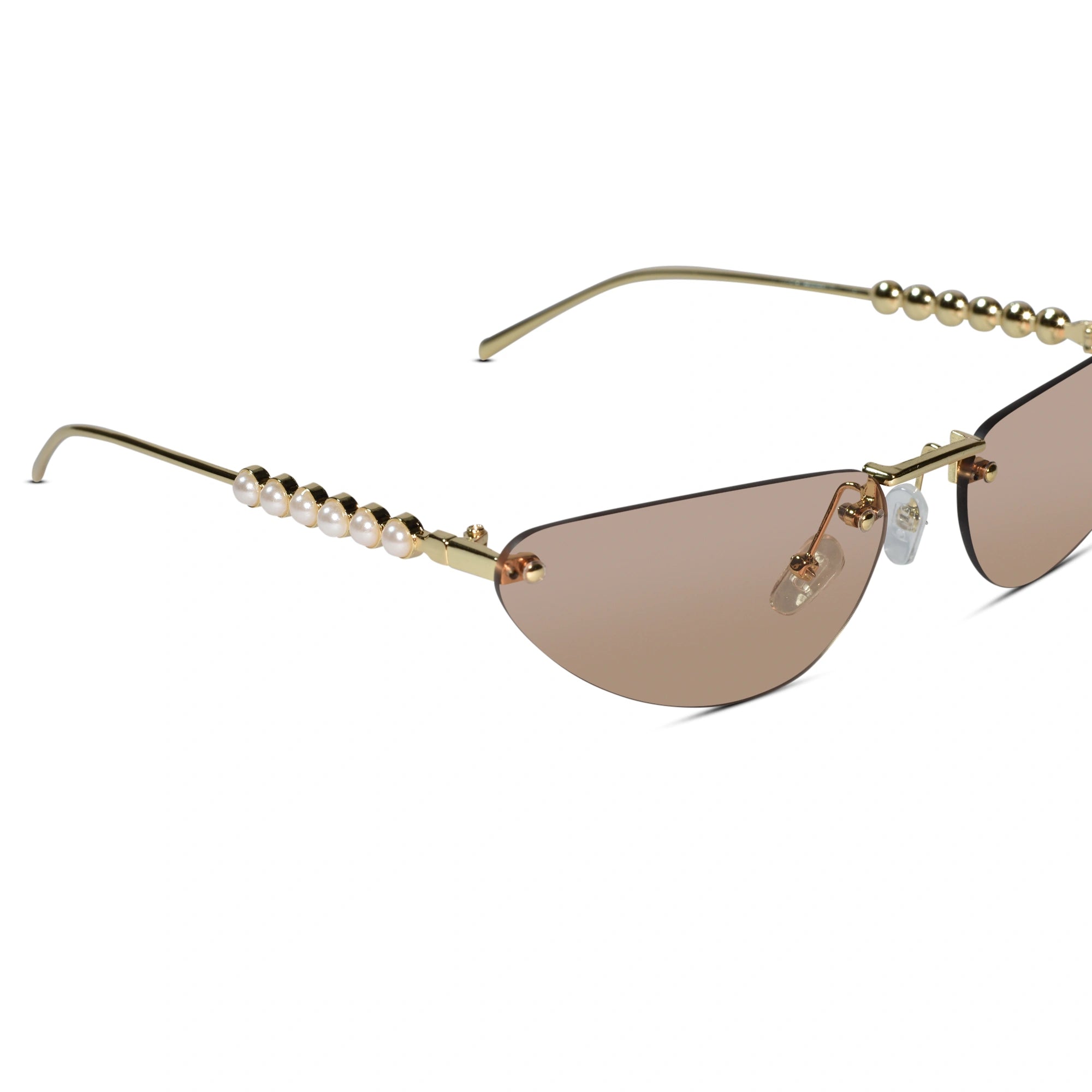 Rimless Cat Eye Sunglasses for Women ELS2026S12-BRN-Gold