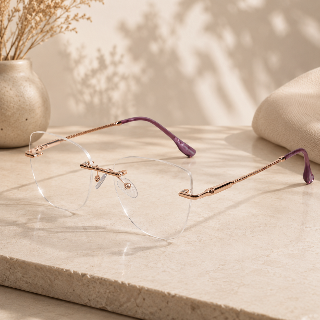 Rimless Eyeglasses for  Women ELE7201-PNK
