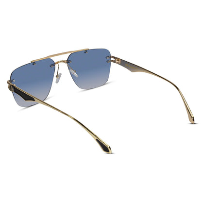 Gold Purple Rimless Aviator Sunglasses