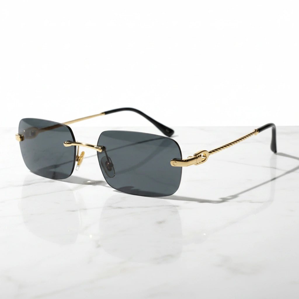 Rimless Rectangle Sunglasses for Men & Women ELS2026S030-BLK