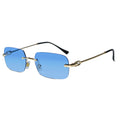 Rimless Rectangle Sunglasses for Men & Women ELS2026S030-BLU