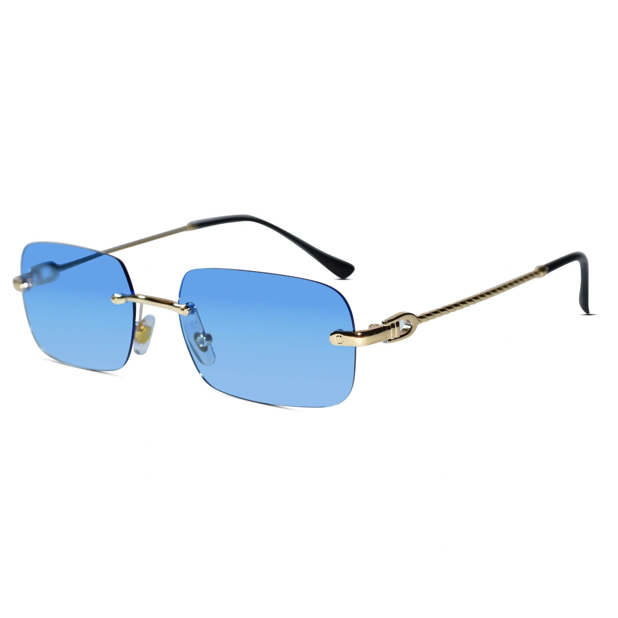 Rimless Rectangle Sunglasses for Men & Women ELS2026S030-Blue