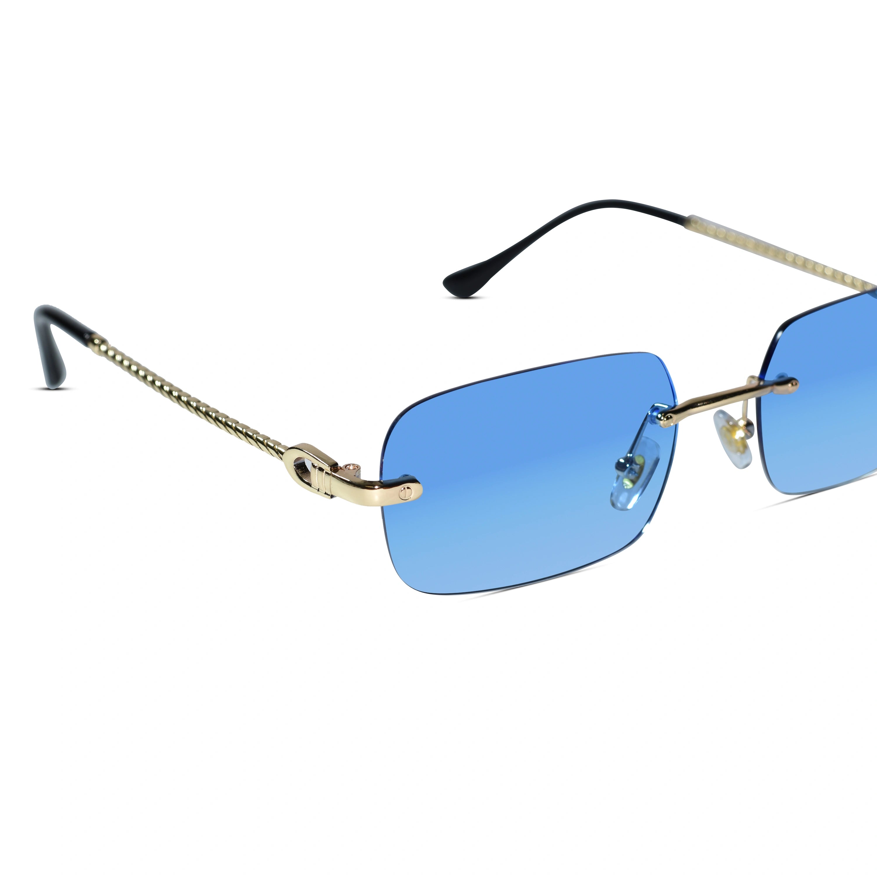 Rimless Rectangle Sunglasses for Men & Women ELS2026S030-BLU