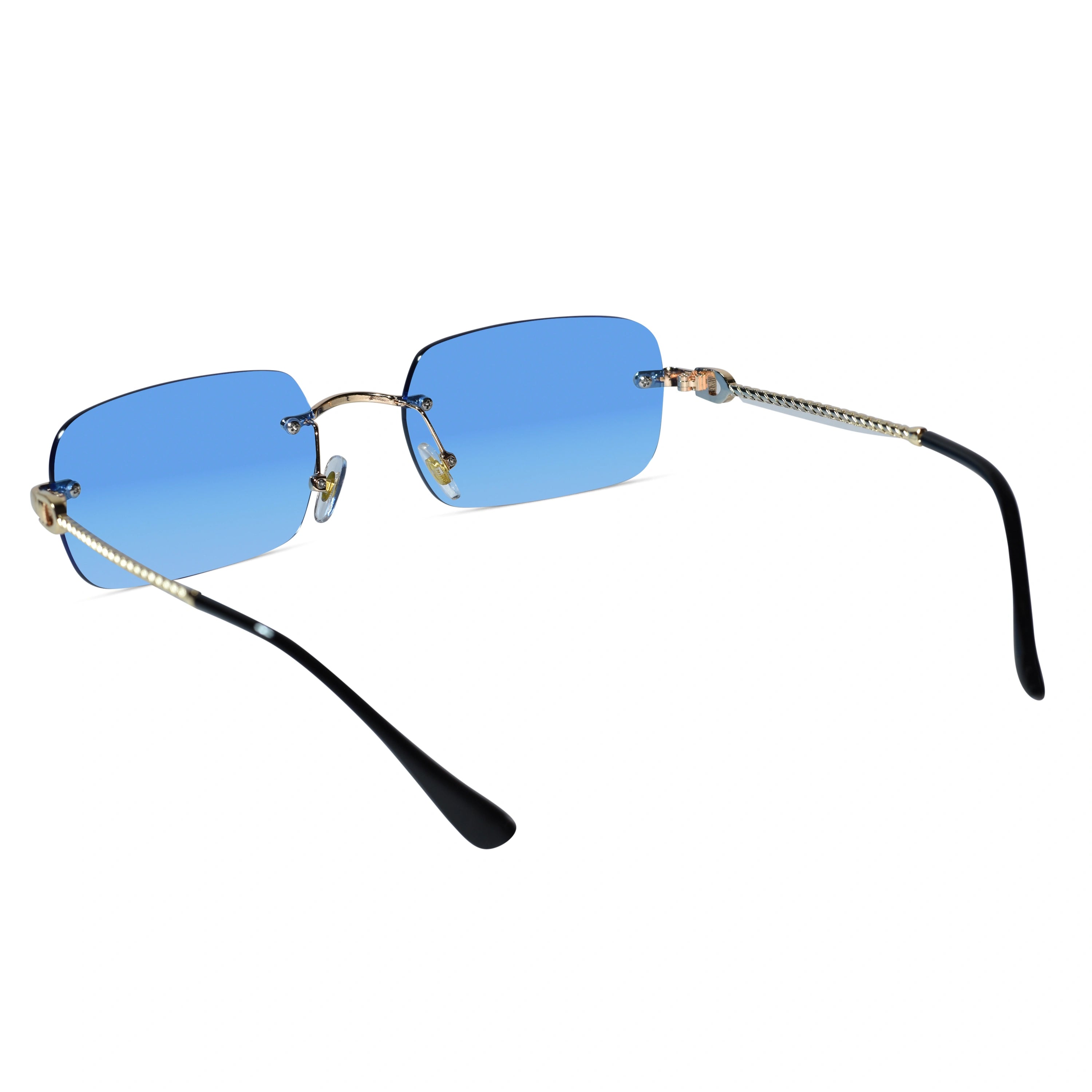 Rimless Rectangle Sunglasses for Men & Women ELS2026S030-BLU