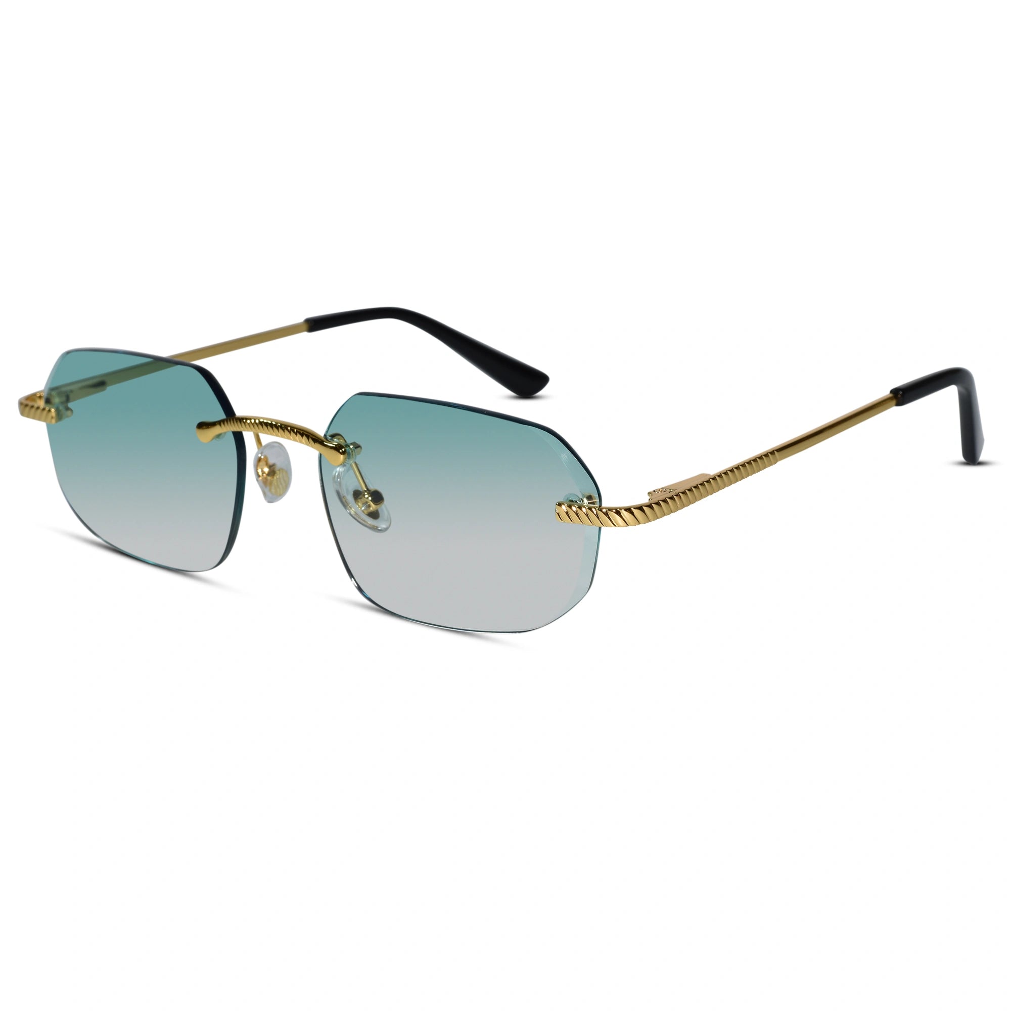 Rimless Square Sunglasses with Gold Sunglasses For Men & Women ELS2026S02-GRN