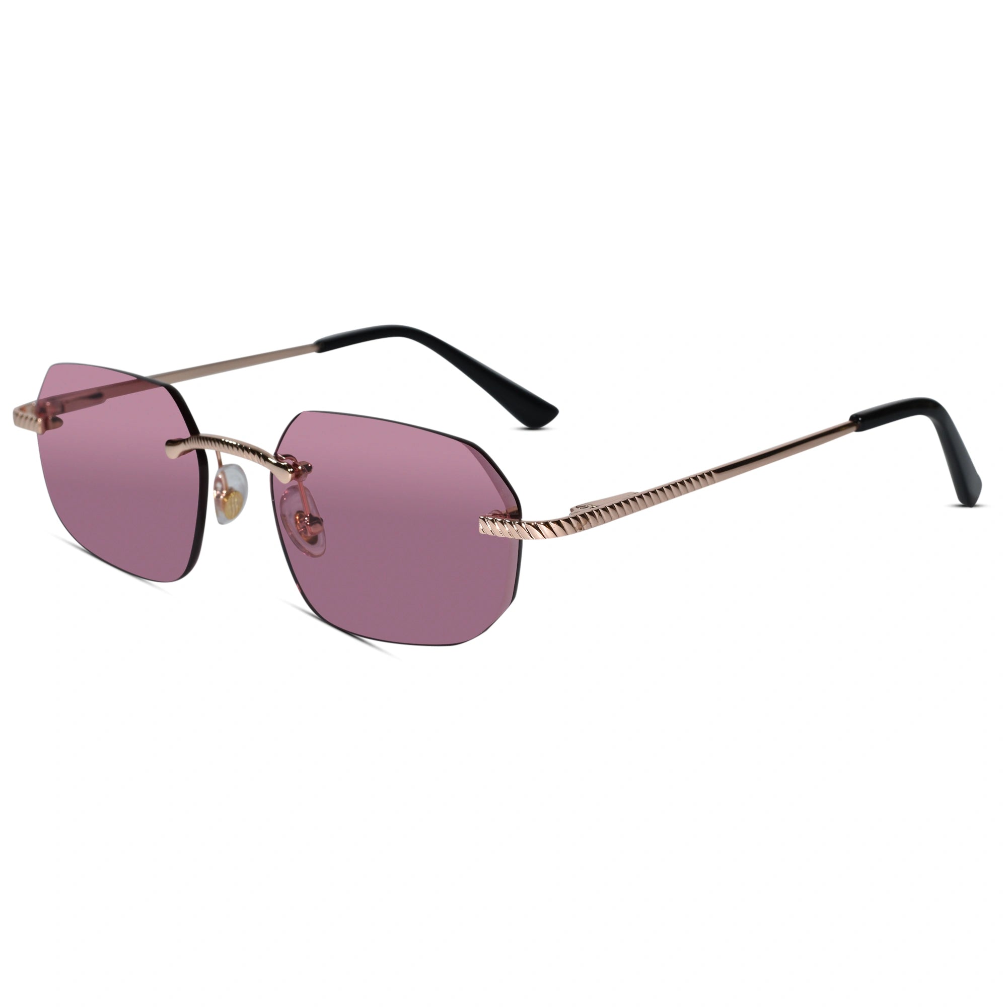 Rimless Square Sunglasses with Gold Sunglasses For Men & Women ELS2026S02-PNK