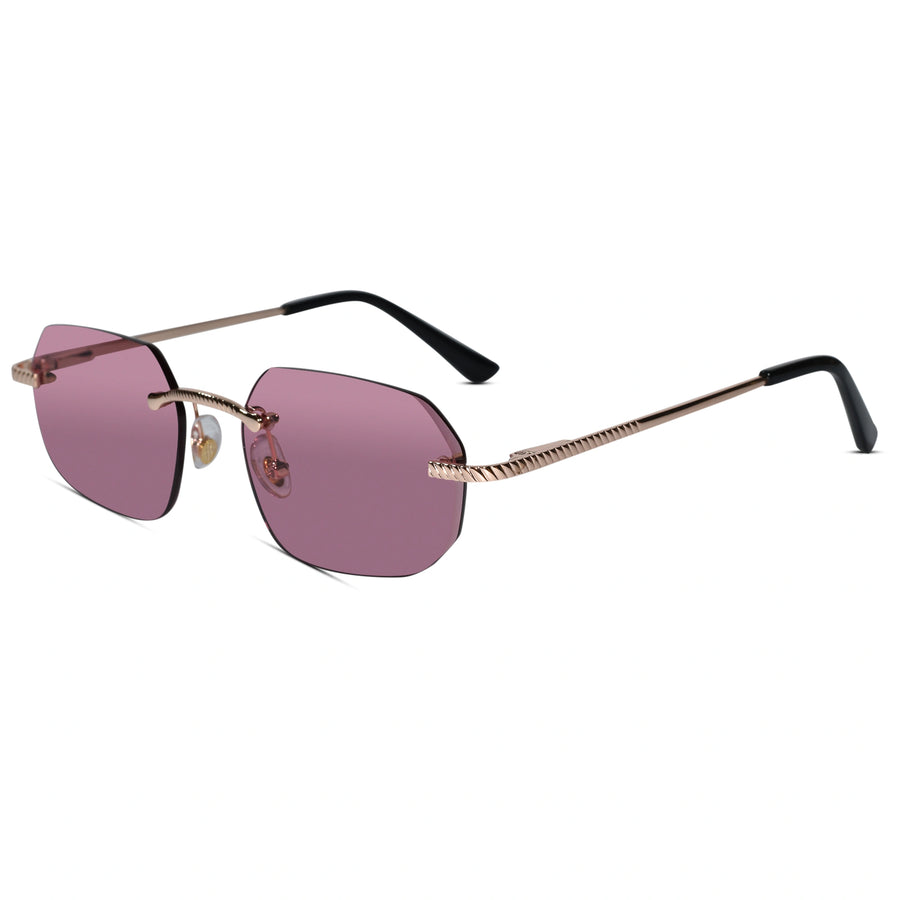Rimless Square Sunglasses with Gold Sunglasses For Men & Women