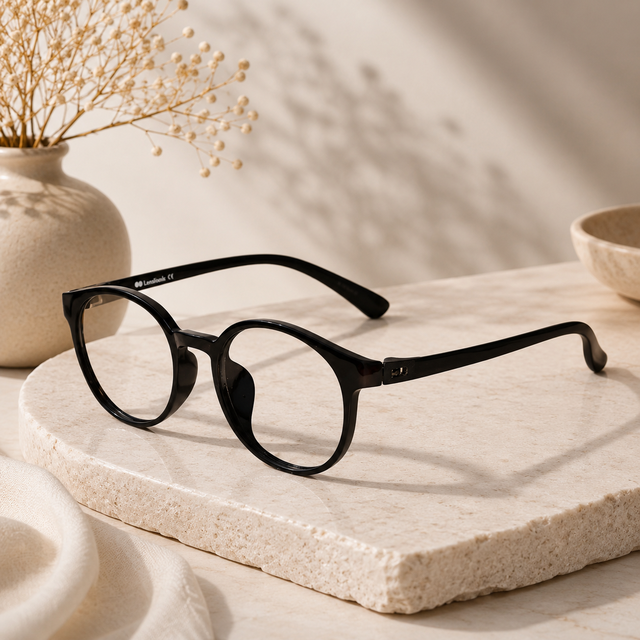 Round Full Rim Matt-Black Eyeglasses For Men & Women LKE7135-BLK