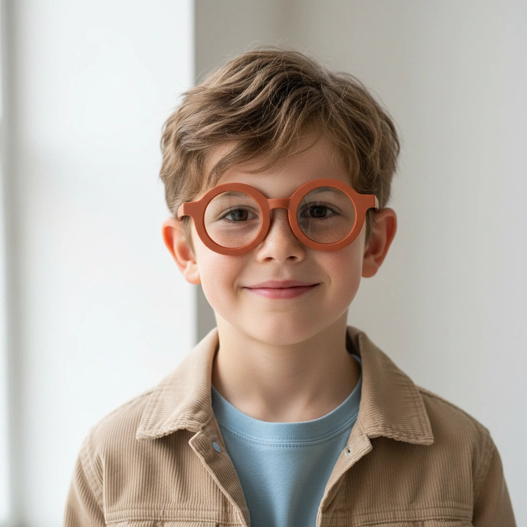 Round shape Orange Color Eyeglasses For Kids LKEK83108-ORNG