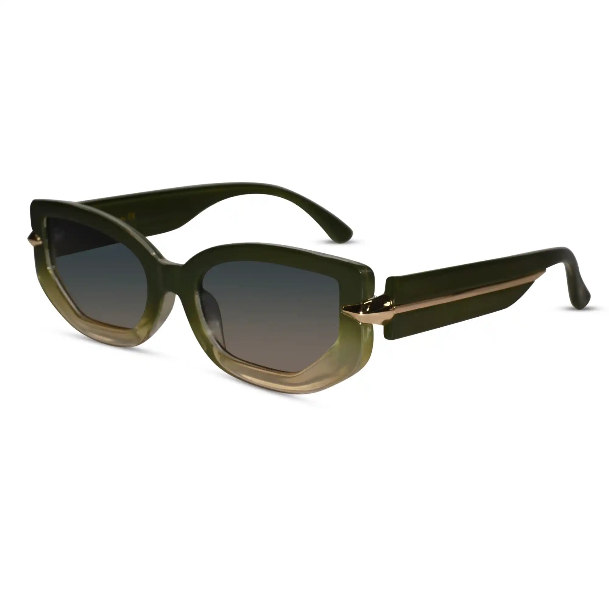 Full view Green cat eye sunglasses for women with UV protection in vibrant 
luxury frames