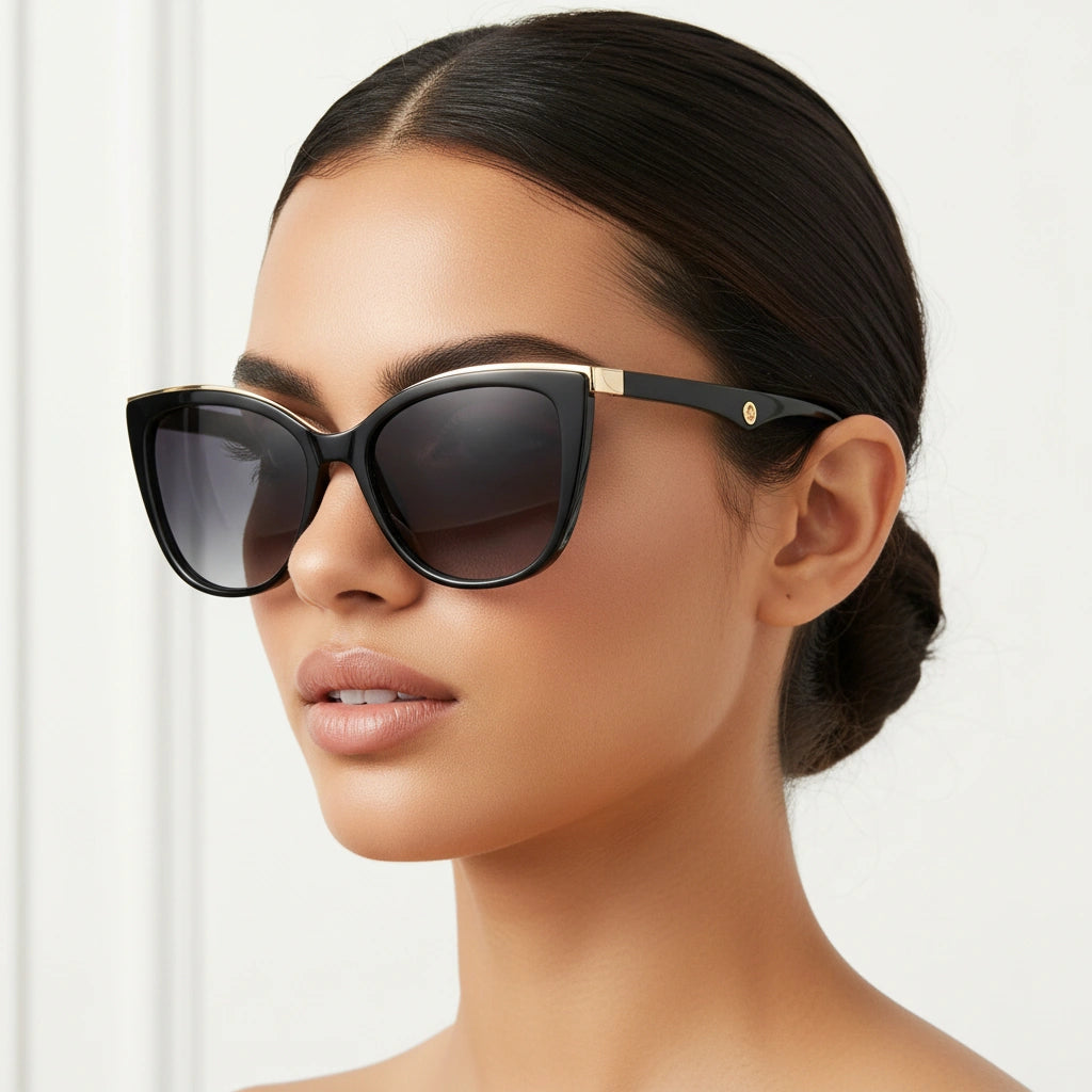RoyalGaze | Polarised Black Cateye Sunglasses For Women LKS9063-BLK