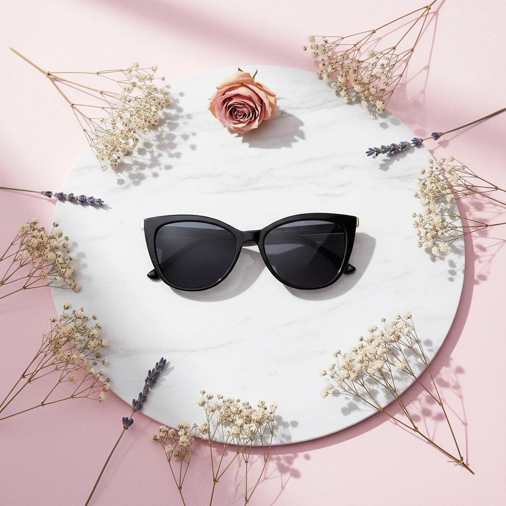 RoyalGaze | Polarised Black Cateye Sunglasses For Women LKS9063-BLK