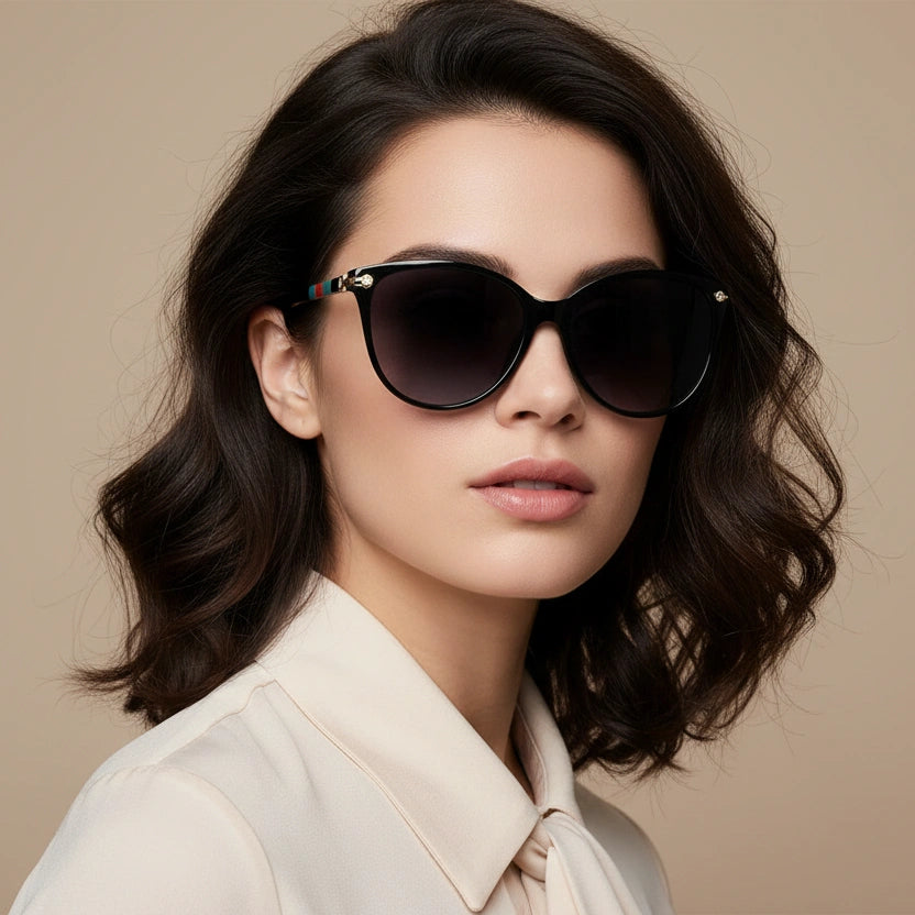 RoyalGaze| Polarized Cateye Black Sunglasses For Women LKS9055-BLK