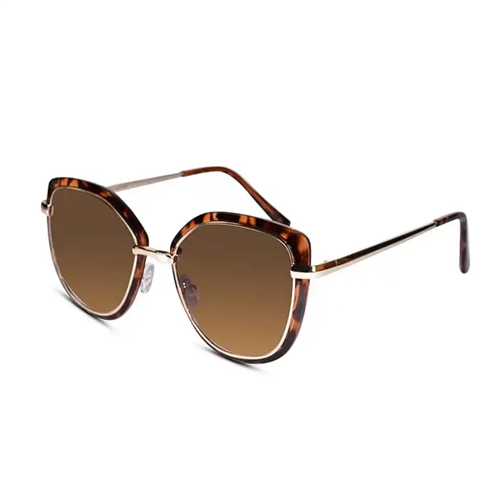 Retro style tiger print sunglasses for women with brown-tinted lenses and a luxurious golden finish for stylish outdoor wear.