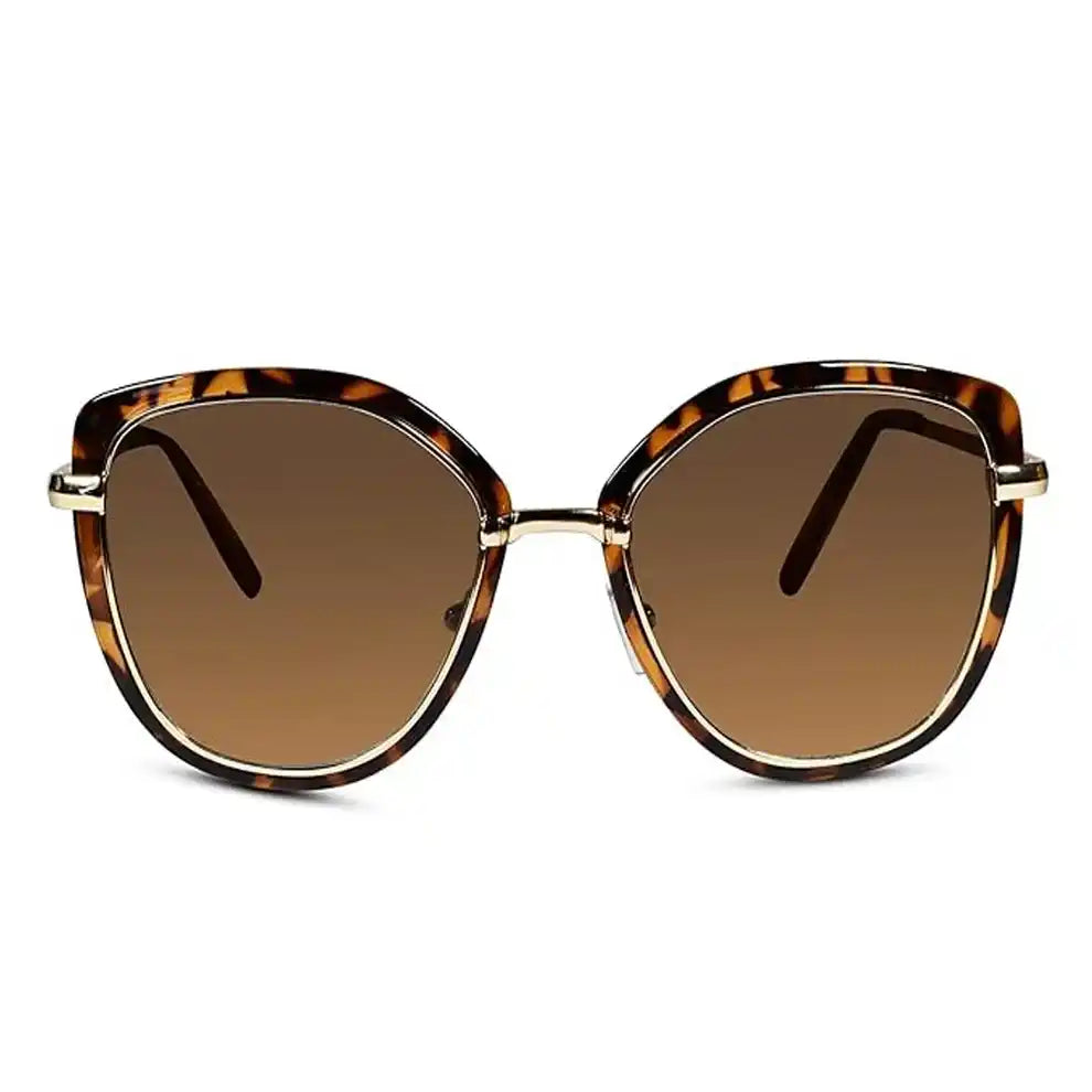 RoyalGlaze |Designer Animal Print Golden Cateye Sunglasses For women-LKS2463-BRN