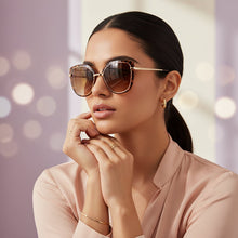 RoyalGlaze |Designer Animal Print Golden Cateye Sunglasses For women